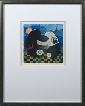 Michel van Overbeeke - Kleurenets met bladgoud, Aware away I - Ingelijst kopen? Bied vanaf 20!