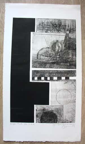 Jan Bernard Meinen - Ets - Abstracte compositie met geometrische vormen: O.K.K verkocht voor € 49!