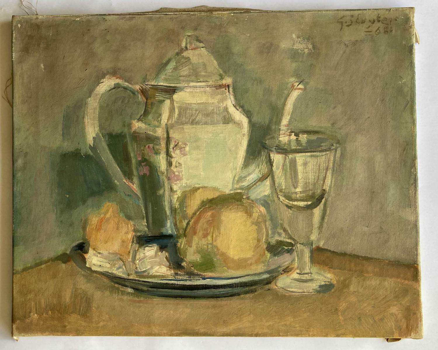 Ger Sluijter - stilleven - olieverf op doek - gesigneerd - 1965 verkocht voor € 35!