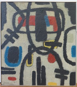 Willem Hussem - toegeschreven aan, olieverf op board, ingelijst, Abstracte compositie kopen? Bied vanaf 1250!