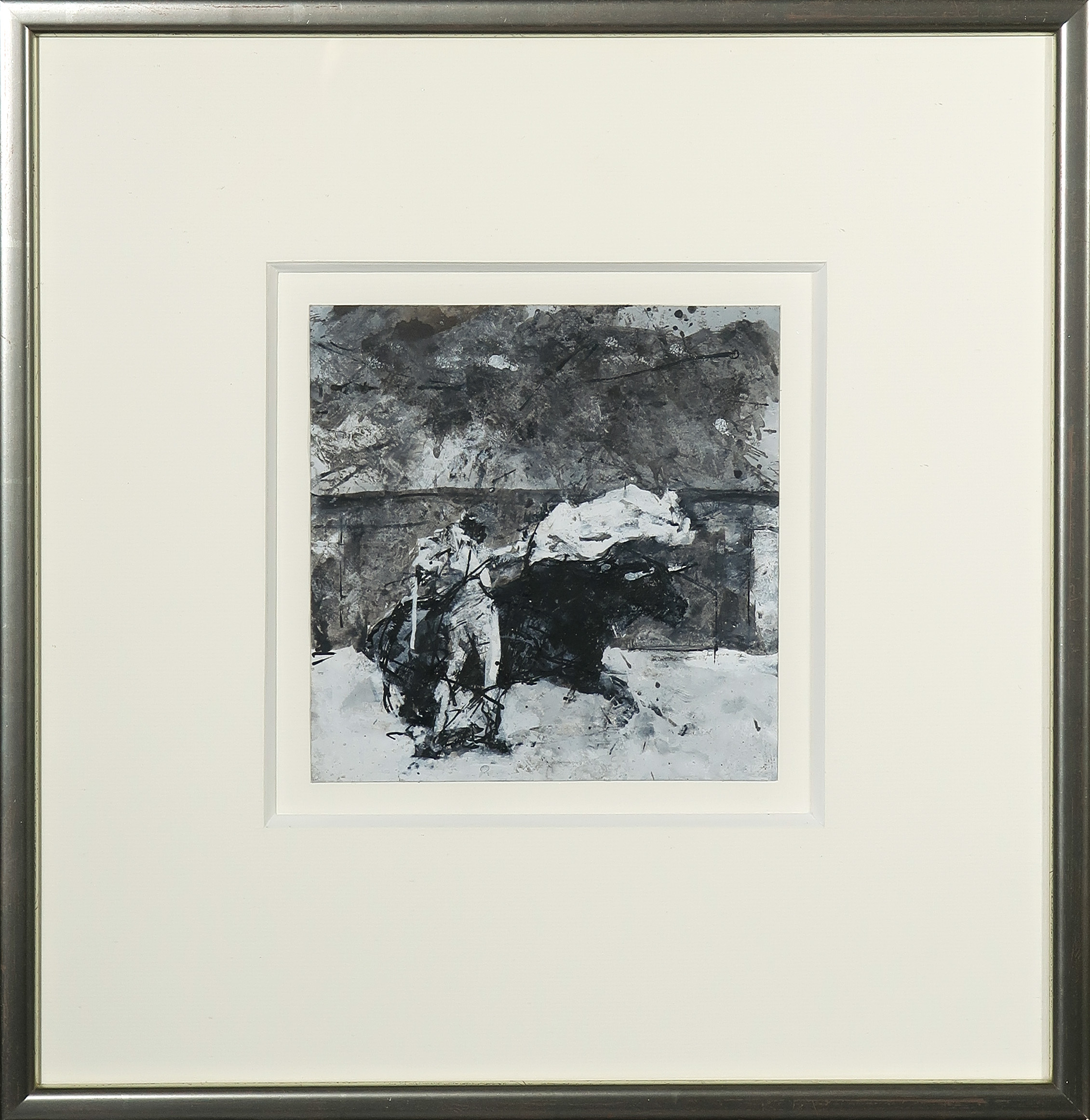 Bert van Zelm - Gouache, Z.T. Stier - Ingelijst kopen? Bied vanaf 20!