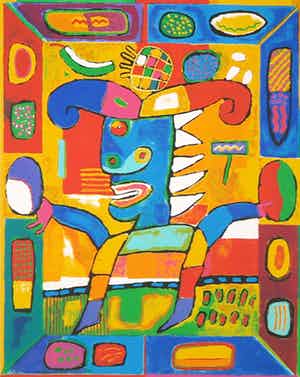 Clemens Briels - Zeefdruk, Pineapple man, Coconut man, Fruitplate man verkocht voor € 70!