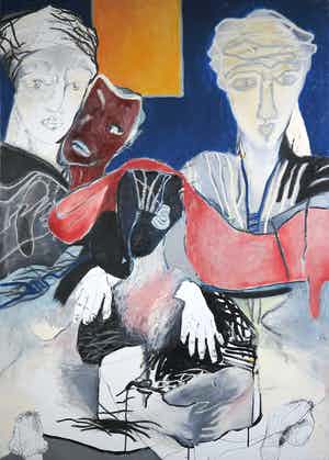 Rachid Ben Ali - Gemengde techniek op doek, Zonder titel (Groot) verkocht voor € 1!