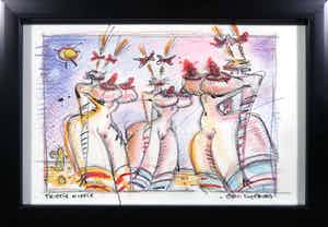 Eric Schreurs - Potloodtekening, Tripple Nipple - Ingelijst verkocht voor € 35!