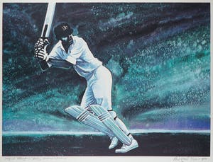 Buy Rene Brone - Zeefdruk, Playing cricket at Melbourne - Ingelijst? Bid from 1!