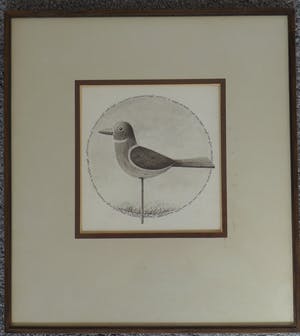 Dolf Zwerver - tekening Vogel met veel tekst kopen? Bied vanaf 350!