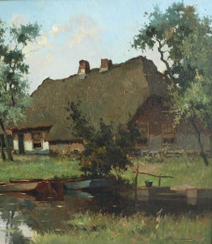 Johan Hendrik Kaemmerer - Olieverf op doek , Boerderij met geit – ingelijst , 70 x 100 cm kopen? Bied vanaf 200!