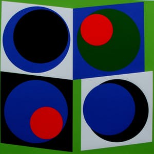 Genevieve Claisse - Giclee: Composition géométrique rouge et vert - 2015 kopen? Bied vanaf 165!