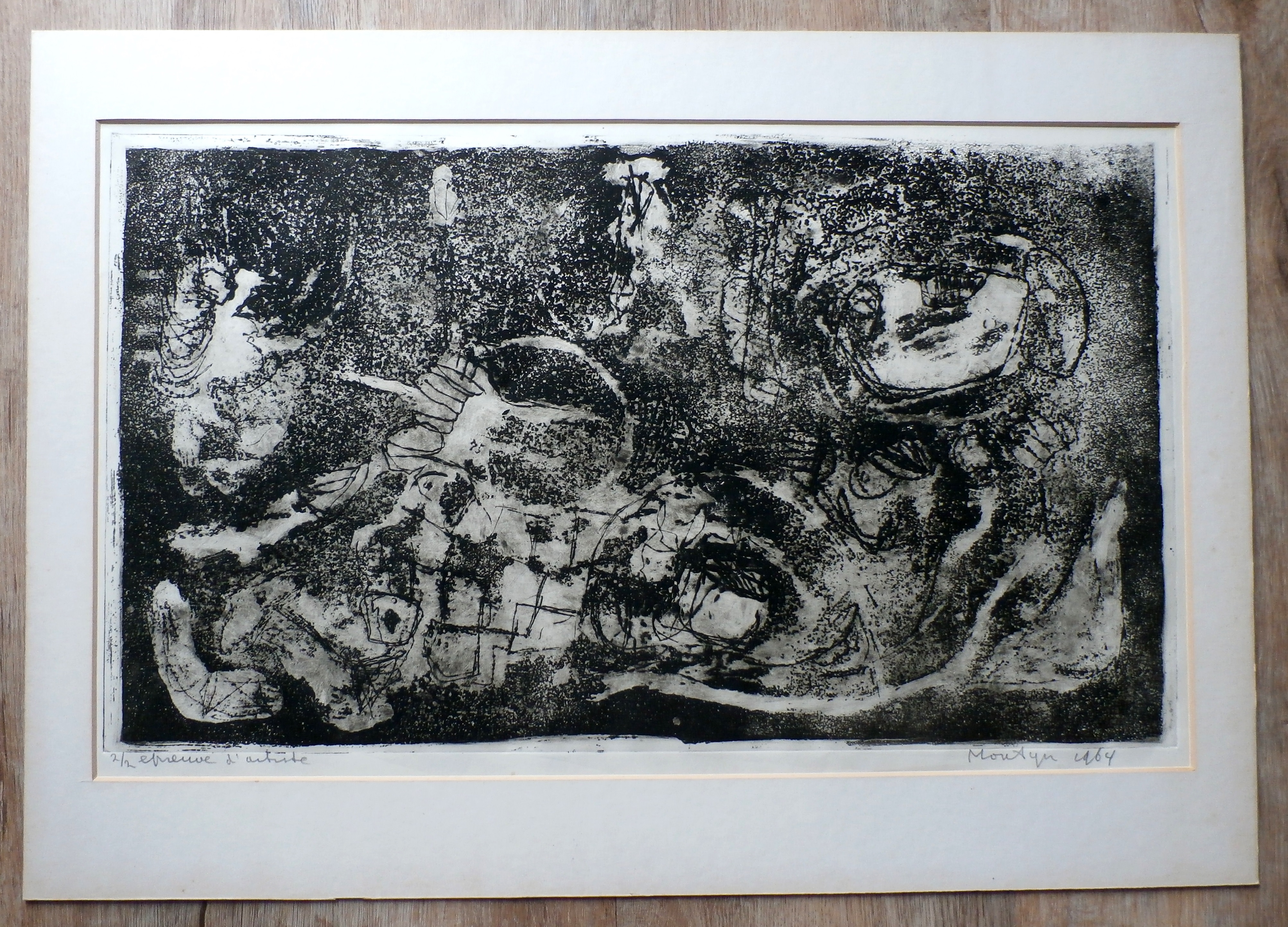 Jan Montyn - Grote zwart wit ets - 1964 kopen? Bied vanaf 100!