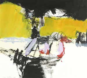 Els Fleer - Acryl op papier, Abstracte compositie verkocht voor € 35!