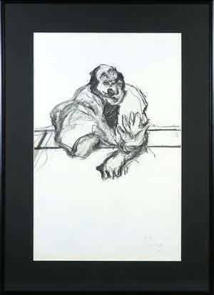 Yvan Theys - Houtskool, Compositie met figuur - Ingelijst verkocht voor € 1!