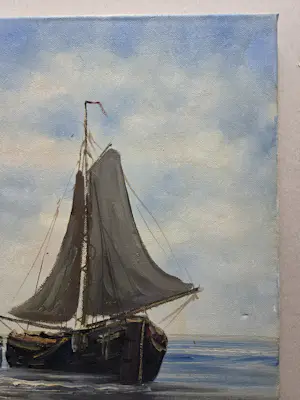 Jan Kelderman - Zeilschip op het strand. Visser. kopen? Bied vanaf 45!