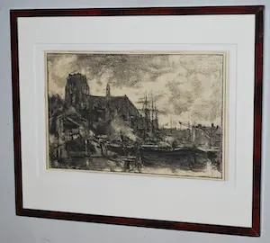 Jacob Maris - ingelijste litho Dordrecht - extra: een ingelijst stadsgezicht kaufen? Bieten Sie von 85!