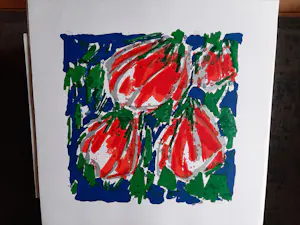 Ad van Hassel - Zeefdruk, Rode tulpen - 100 ex. kopen? Bied vanaf 50!