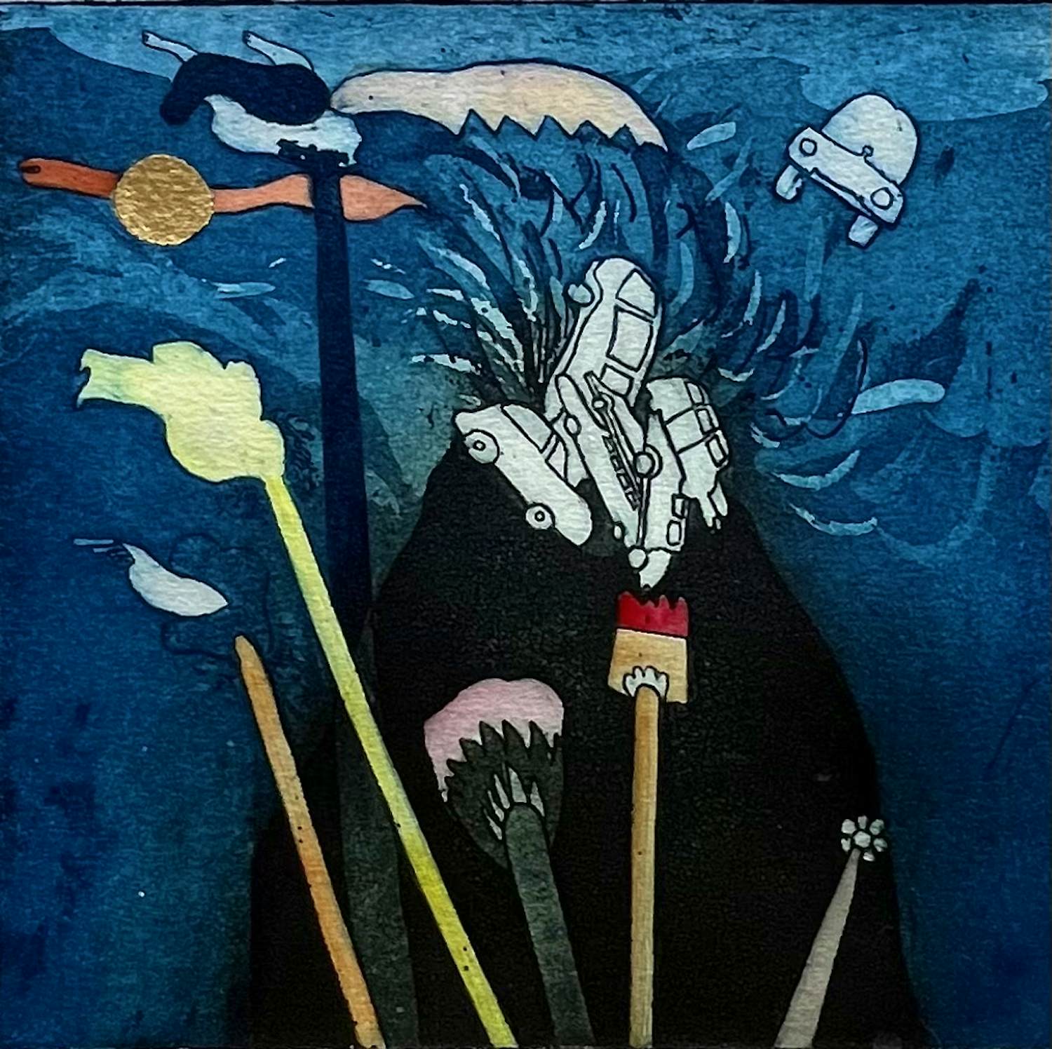 Michel van Overbeeke - "Aware - Away III" - Ets/aquatint - Gesigneerd - 20/50 - 1996 verkocht voor € 75!