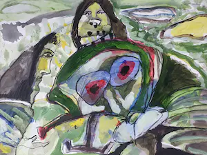 Lucebert - Gemengde techniek op papier (Groot) - Nieuw ingelijst kopen? Bied vanaf 3250!