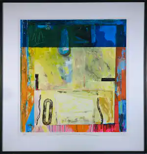 Jos Verwiel - Zeefdruk op papier, Vitrina - Ingelijst vendu pour 45€ !