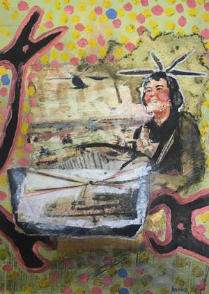 Harald Vlugt - Gemengde techniek/collage, Holy Hely kopen? Bied vanaf 35!