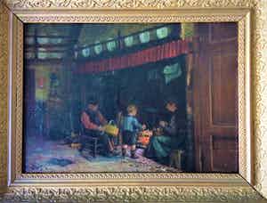 Edouard Tyck - Edward Tyck (1847-1933) Bij de Haard 1916 verkocht voor € 59!