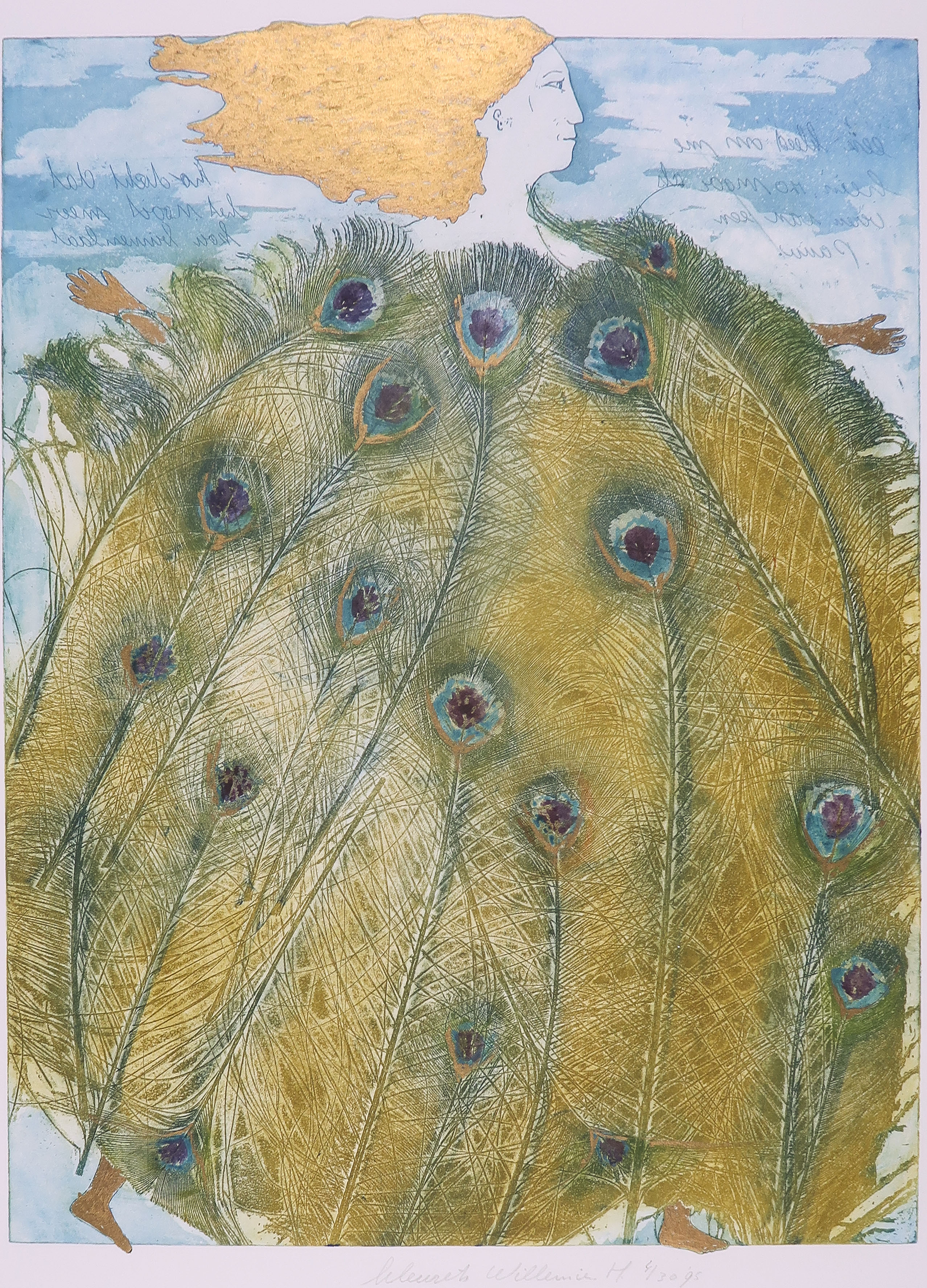 Willemien Holterman - Kleurenets, Vrouw met pauwenveren kopen? Bied vanaf 1!