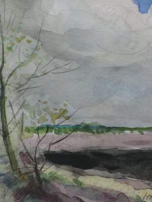 Han Krug - Verbrande heide Hilversum - Aquarel kopen? Bied vanaf 30!