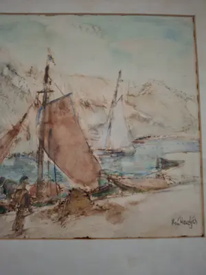 Hein Heertjes - Landschap met boten kopen? Bied vanaf 100!