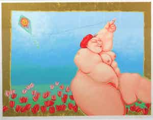 Ada Breedveld - Zeefdruk,Titel, "Vlieger". verkocht voor € 50!