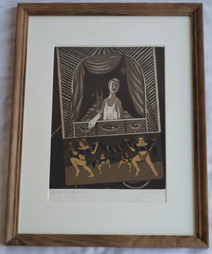 Cees Landsaat - Ingelijste ets en aquatint , De kar van Adriaan – 1979 kopen? Bied vanaf 1!