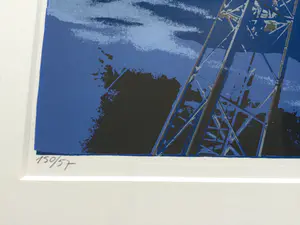 Willem Brauck - GSM mast in aanbouw | kleuren zeefdruk (1999) - ingelijst kopen? Bied vanaf 22!