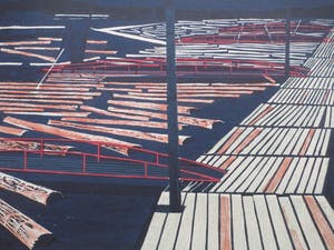 Toon Wegner - Houthaven Finland - Kleurenhoutsnede kopen? Bied vanaf 45!