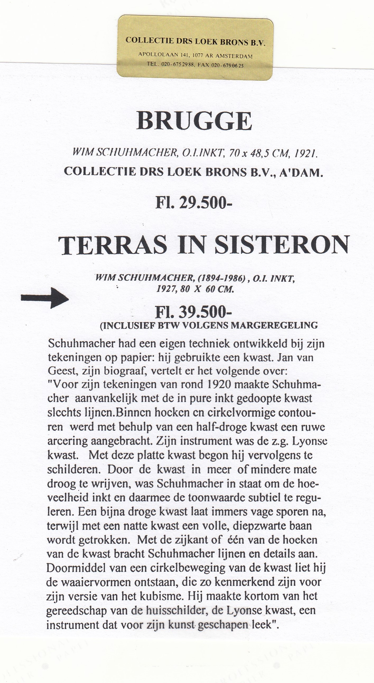 Wim Schuhmacher - 2 x promotiefoto Brugge verzameling Loek Brons & 1x persfoto kopen? Bied vanaf 1!