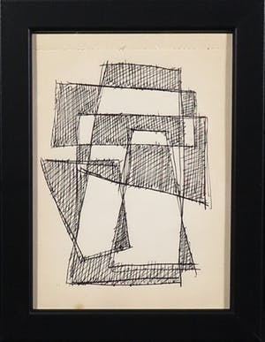 Siep van den Berg - Inkttekening, Abstracte compositie - Ingelijst kopen? Bied vanaf 50!
