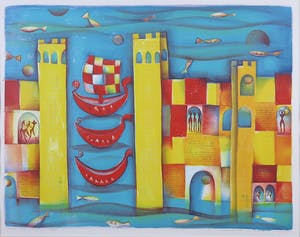 Marianne Aulman - Zeefdruk, Atlantis XIV - Ingelijst (Groot) kopen? Bied vanaf 1!