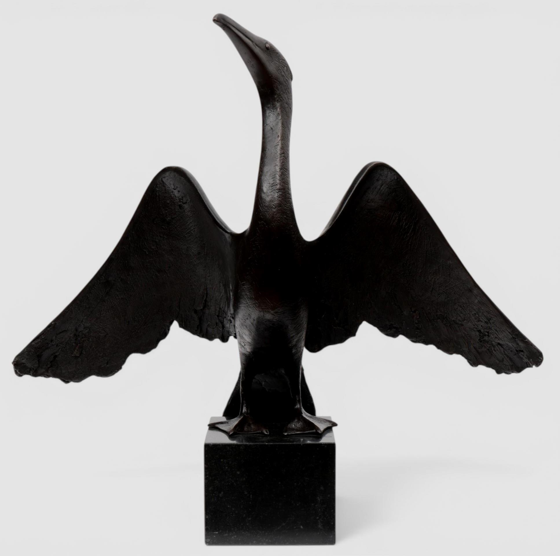 Evert den Hartog - Zwart bronzen sculptuur: Aalscholver kaufen? Bieten Sie von 2195!