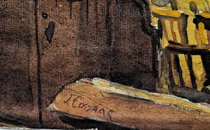 Ko Cossaar - Jaren 30 aquarel op papier "Interieur kerk met personen' - losbladig kopen? Bied vanaf 67!