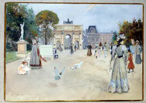 Henri van Os-Delhez - Tuilerieën en Arc de Triomphe du Carrousel, Parijs. kopen? Bied vanaf 340!