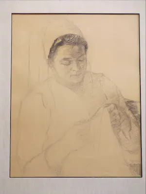 Willem Vaarzon Morel (sr.) - Vrouw aan herstelwerk - Tekening kopen? Bied vanaf 1!