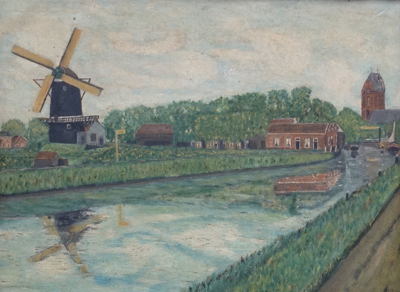 Niet of onleesbaar gesigneerd - Gezicht op Oudewater, C821 kopen? Bied vanaf 1!