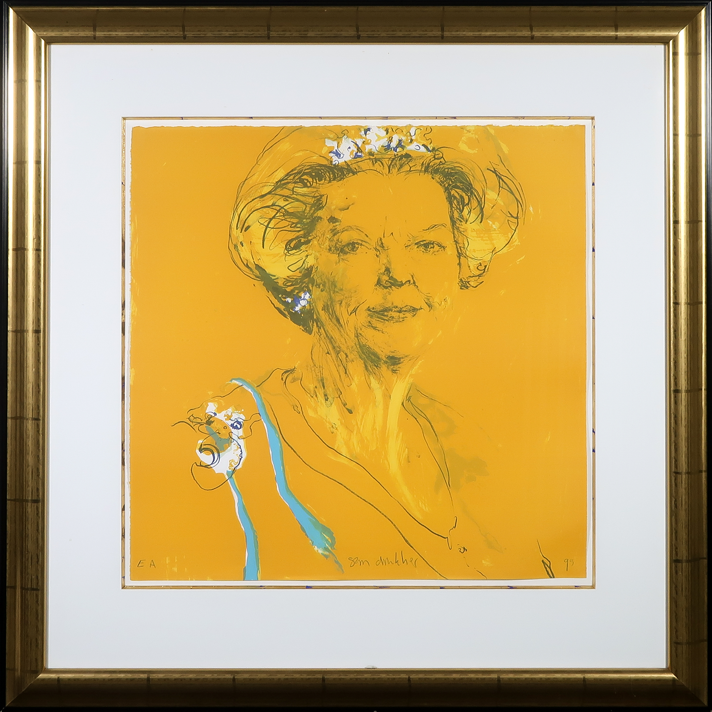 Sam Drukker - Litho, Beatrix - Ingelijst verkocht voor € 150!