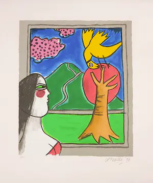 Corneille - Litho, Femme et oiseau kopen? Bied vanaf 1!