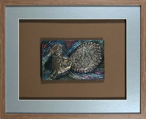 Corneille - Beschilderde zilveren bas-reliëf plaquette, Z.T. Vogel - Ingelijst kopen? Bied vanaf 1!