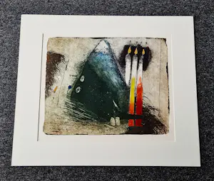 Michel van Overbeeke - Fraaie grote kleuren ets "mountain sticks" bep.oplage (14/30) - gesigneerd kopen? Bied vanaf 40!