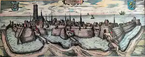 Frans Hogenberg - Herderwich' – Gravure van Harderwijk, Ingelijst verkauft für € 50!
