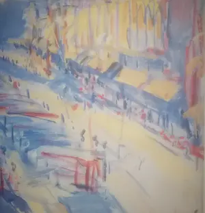 Johan Dijkstra - Gezicht op de Vismarkt Groningen. kopen? Bied vanaf 109!