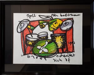 Herman Brood - DRUMMER - viltstift op papier kopen? Bied vanaf 850!
