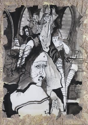 Guy Olivier - Inkttekening, Zonder titel - Ingelijst kopen? Bied vanaf 1!