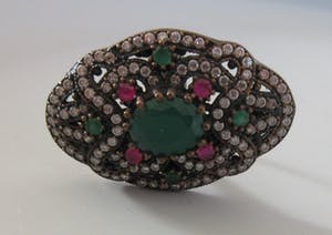 Niet of onleesbaar gesigneerd - Zilveren (925) Afghaanse Kuchi Halsketting met hanger en twee ringen kopen? Bied vanaf 1!