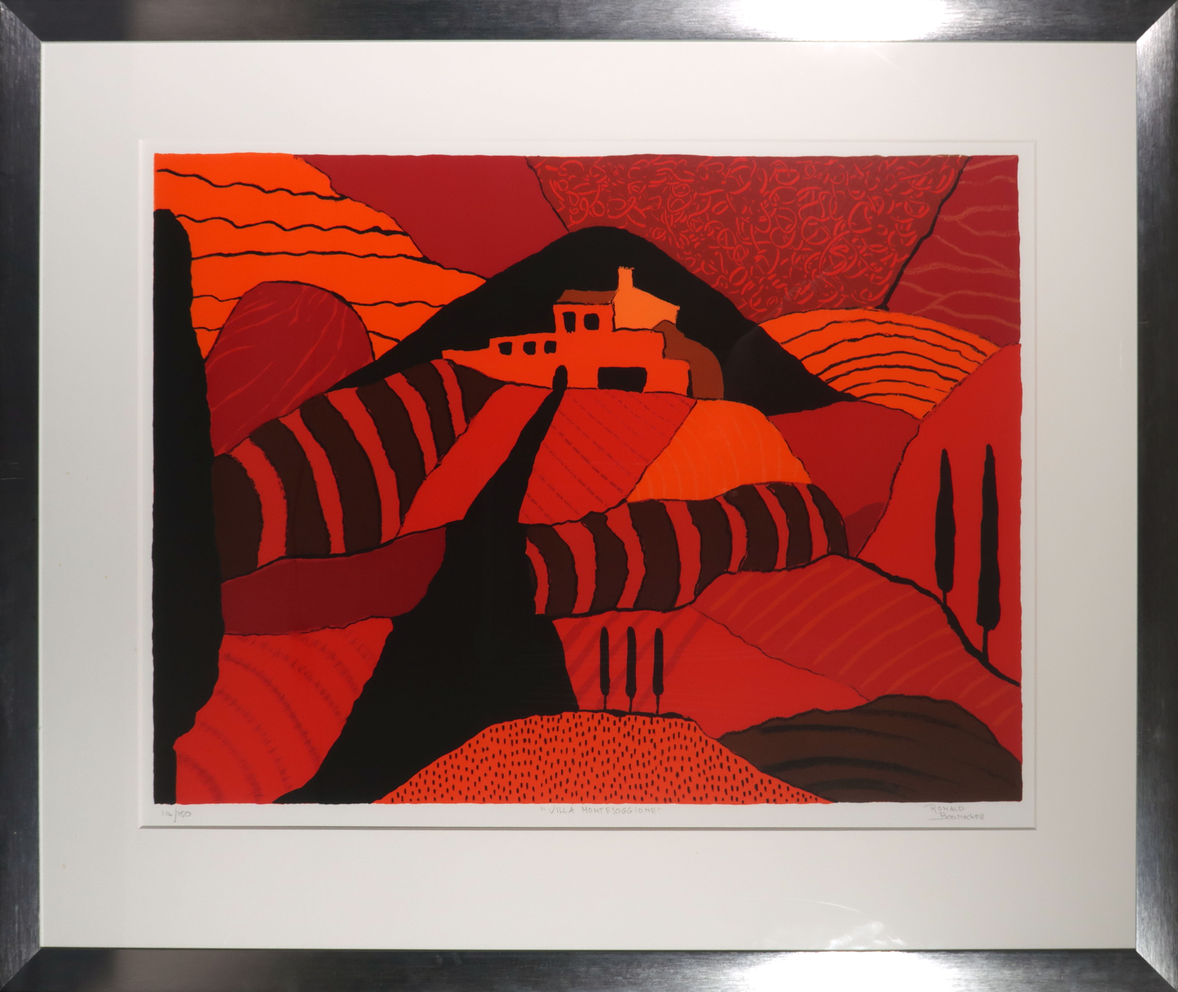 Ronald Boonacker - Zeefdruk, Villa Montesoggione - Ingelijst (Groot)  verkocht voor € 50!