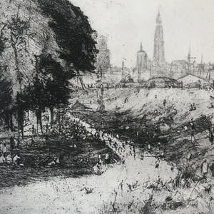Louis Peeters - Origineel gesigneerde ets - 'Sint Anna strand Antwerpen' kopen? Bied vanaf 1!