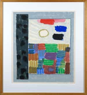 Harrie Gerritz - Zeefdruk, Zon boven akker - Ingelijst verkocht voor € 1!